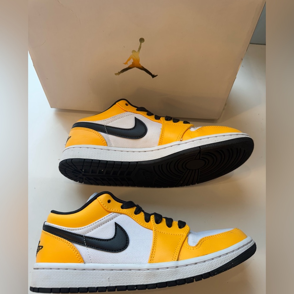 Nike Wms Air Jordan 1 Low “Laser Orange" Black and Yellow Sneakers - Size 8.5 - Picture 4 of 8